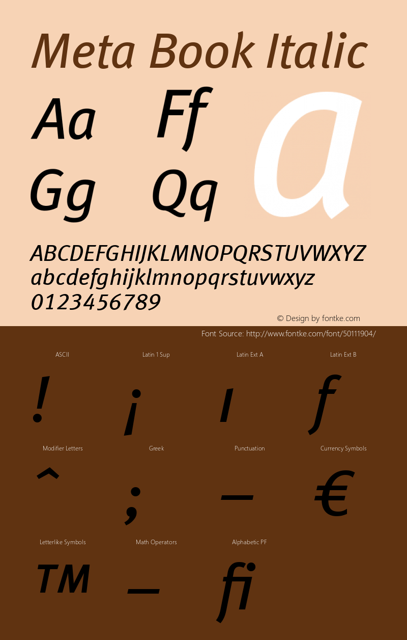 Meta Book Lf Italic Version 004.301 Font Sample