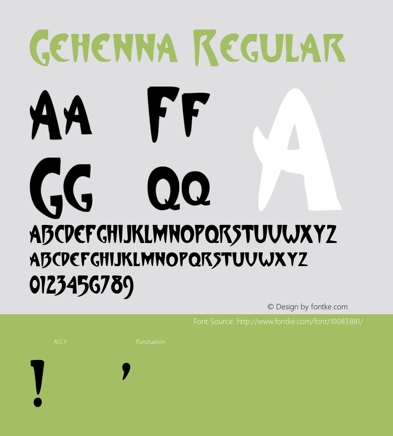 Gehenna Regular Altsys Fontographer 4.0.3 2/25/98 Font Sample