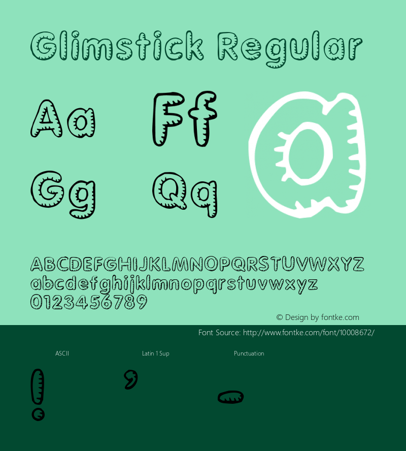 Glimstick Regular Macromedia Fontographer 4.1 30/03/98 Font Sample