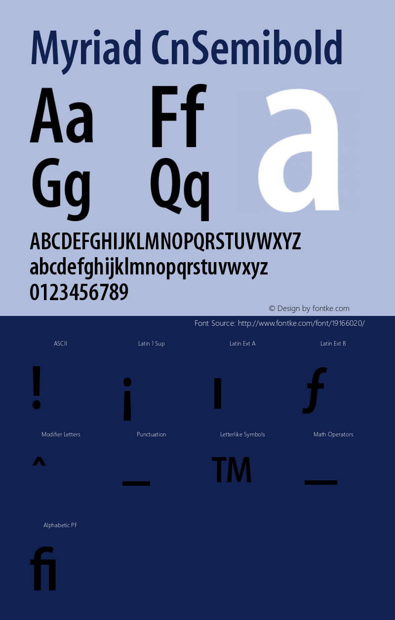 Myriad Cn Semibold Version 001.000 Font Sample