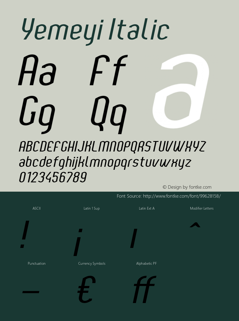 YemeyiItalic Version 1.0; Jan 2021 by Audry Kitoko Makelele Font Sample