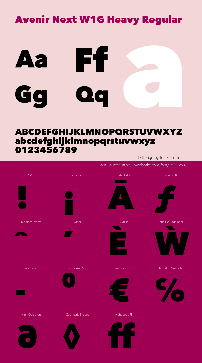 Avenir Next W1G Heavy Regular Version 1.00 Font Sample