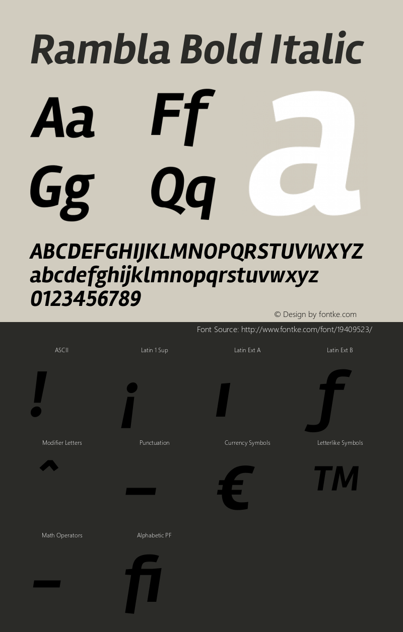 Rambla Bold Italic Version 1.001 Font Sample