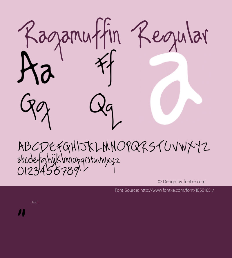 Ragamuffin Regular Version 1.00 Font Sample