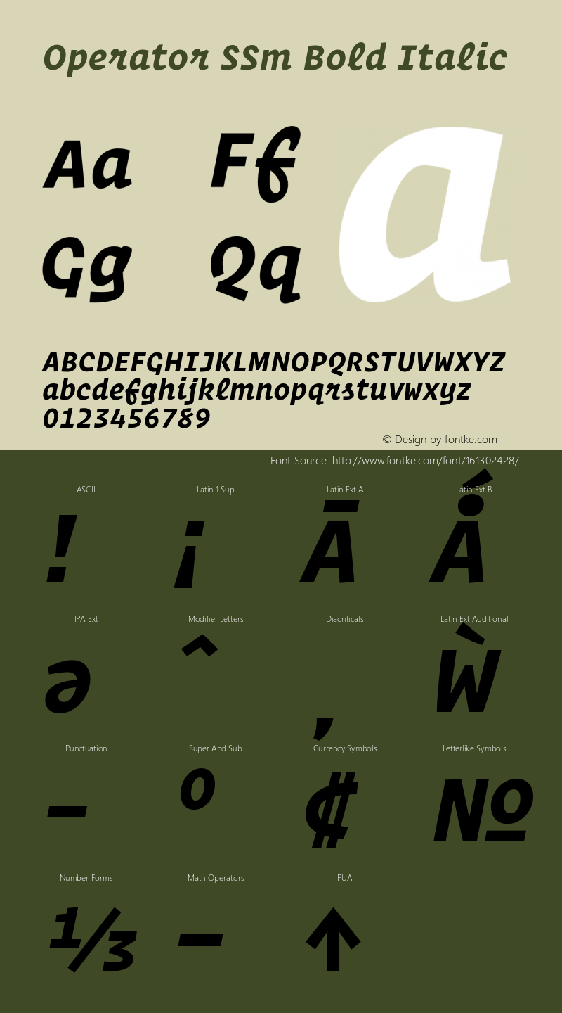 Operator SSm Bold Italic Version 1.200 Pro Font Sample