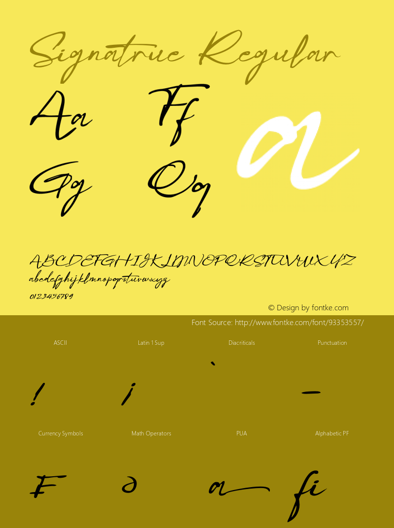 Signatrue Version 1.00;December 30, 2020;FontCreator 13.0.0.2683 64-bit Font Sample