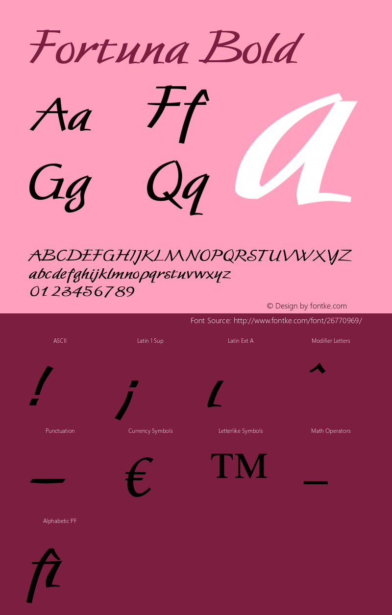 Fortuna Bold Version 1.00 Font Sample