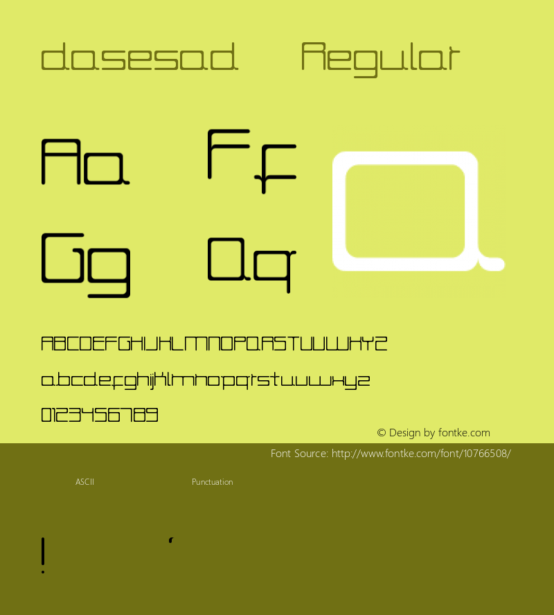 dasesad Regular Version 1.0 Font Sample