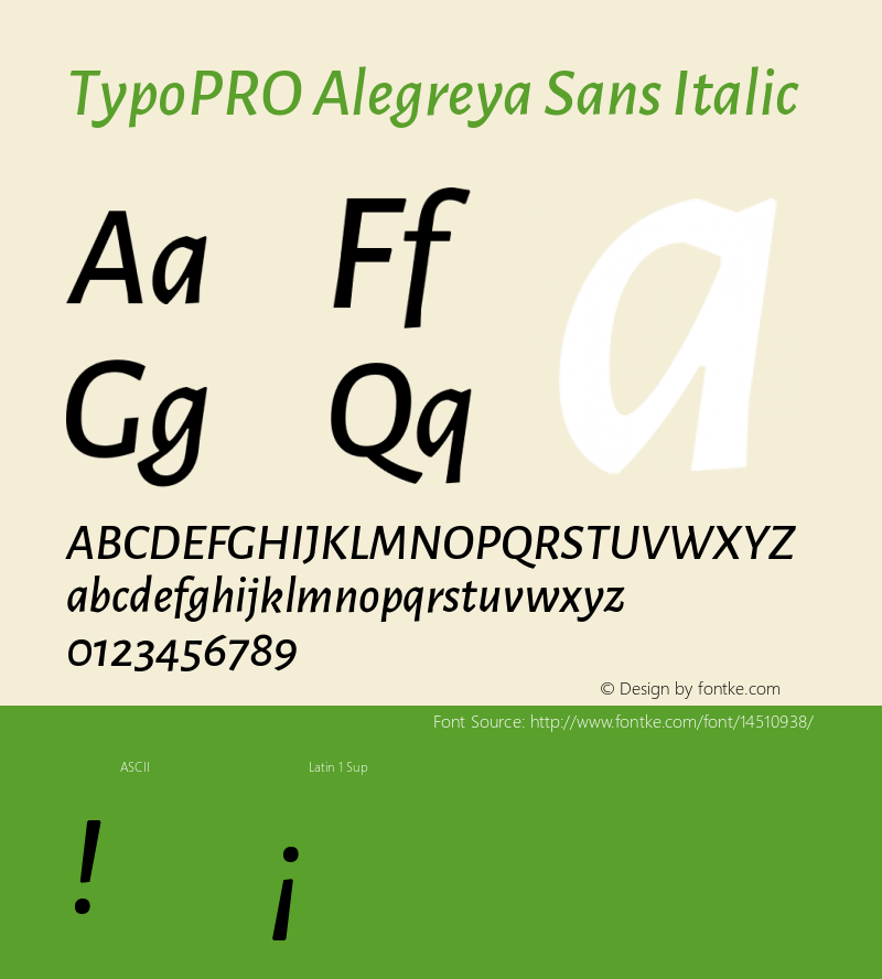 TypoPRO Alegreya Sans Italic Version 1.000;PS 001.000;hotconv 1.0.70;makeotf.lib2.5.58329 DEVELOPMENT Font Sample