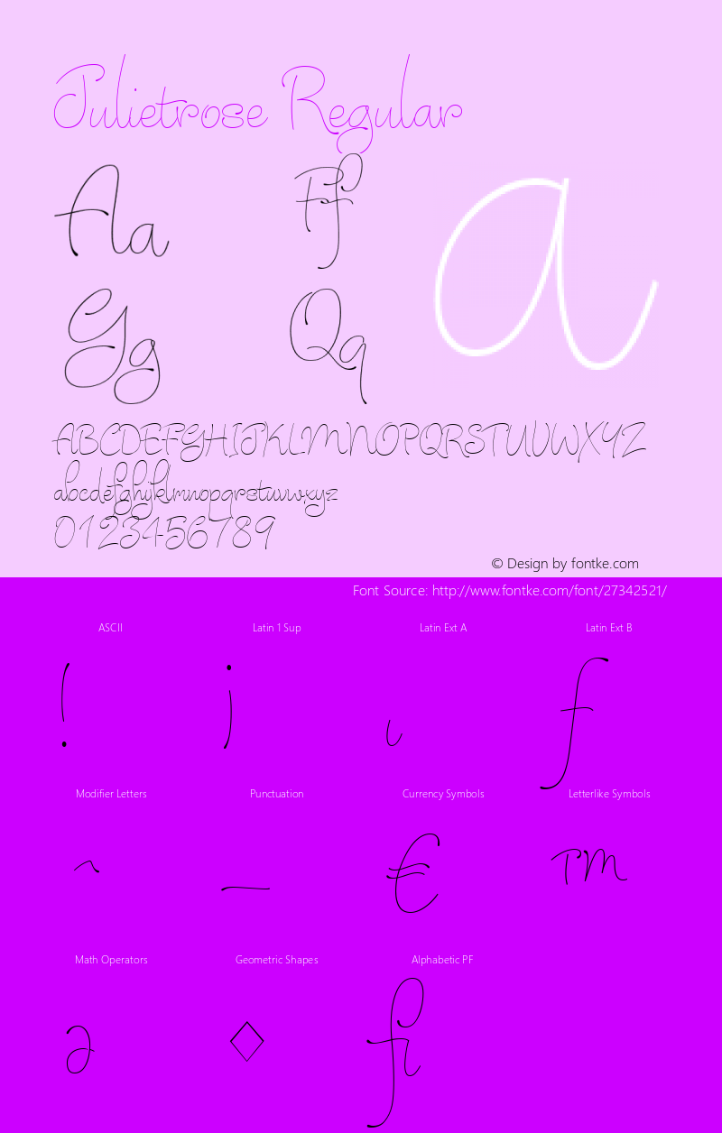 Julietrose Version 1.00 Font Sample