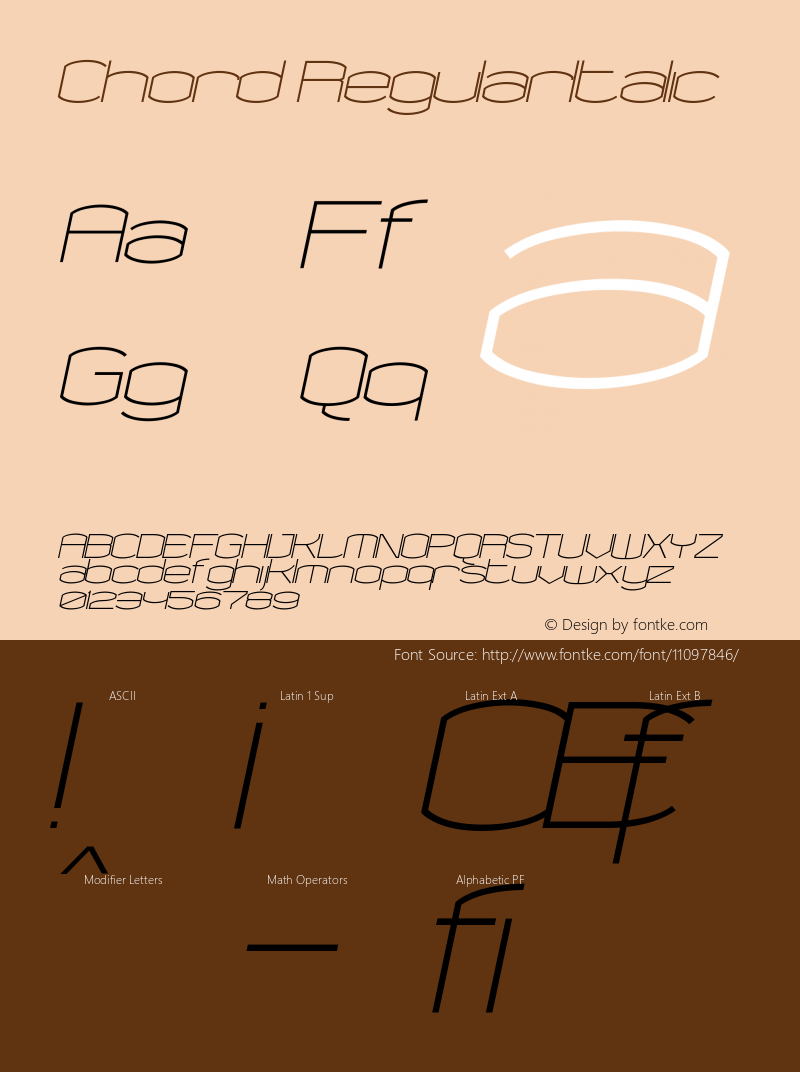 Chord RegularItalic Version 001.000 Font Sample