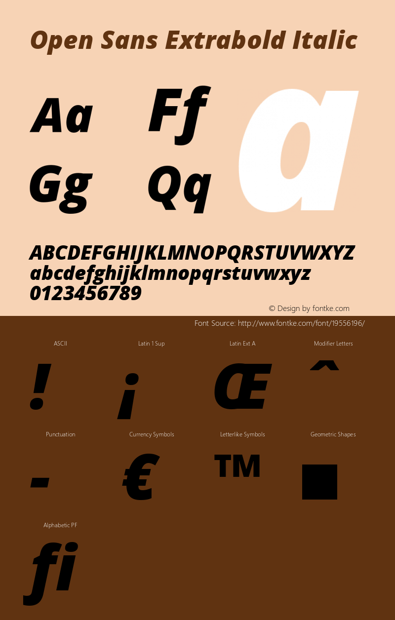 Open Sans Extrabold Italic Version 1.10 Font Sample