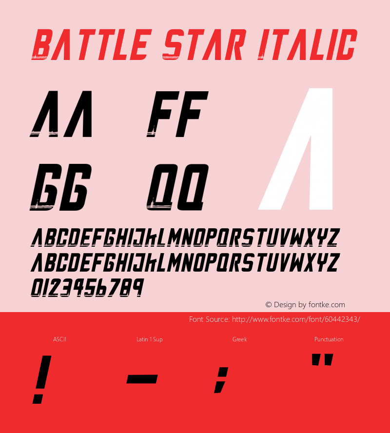 Battle Star Italic Version 1.00;March 16, 2020;FontCreator 11.5.0.2430 64-bit Font Sample