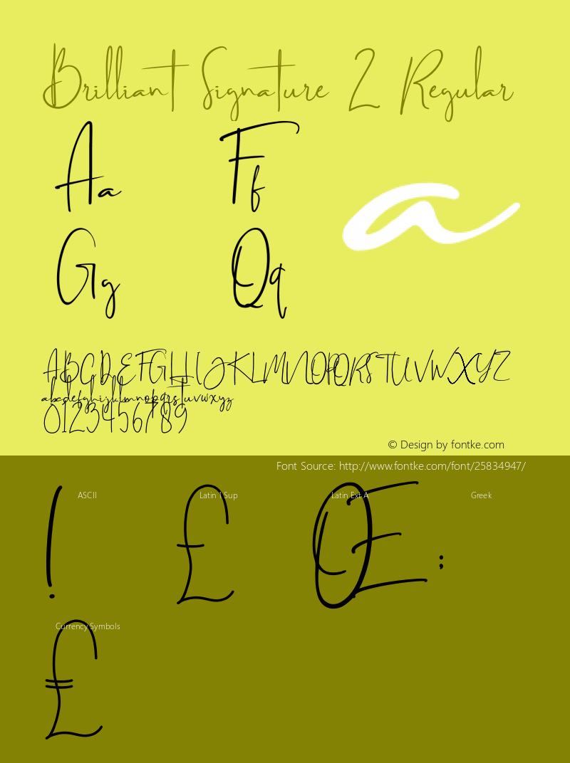 Brilliant Signature 2 Regular Version 1.00;April 26, 2018;FontCreator 11.5.0.2427 64-bit Font Sample