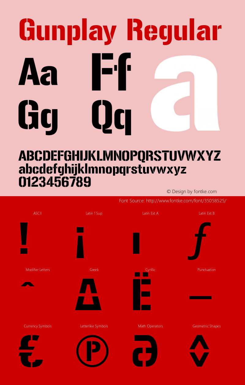 Gunplay Regular Version 4.002 January 19, 2019 Font Sample