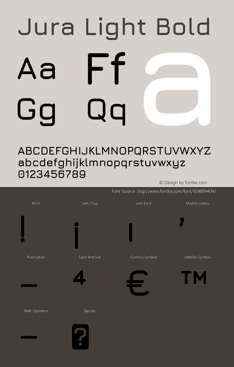 Jura Light Bold Version 5.104 Font Sample