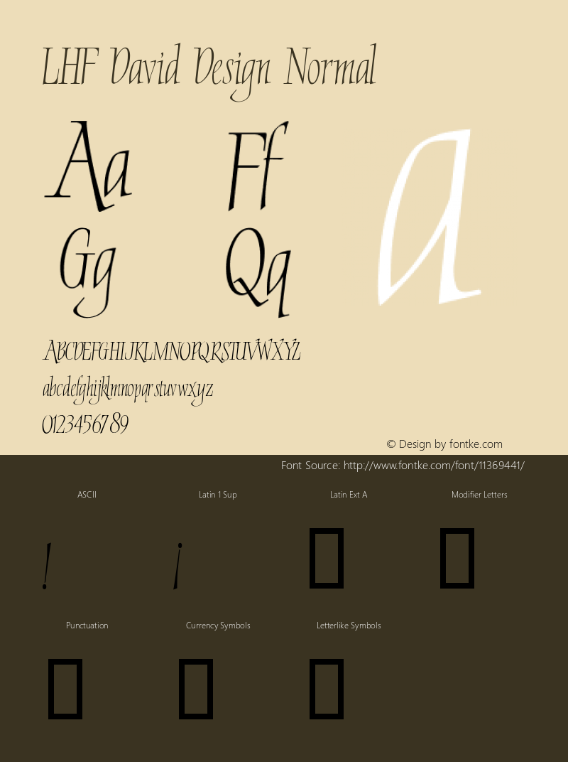 LHF David Design Normal Version 001.001 Font Sample