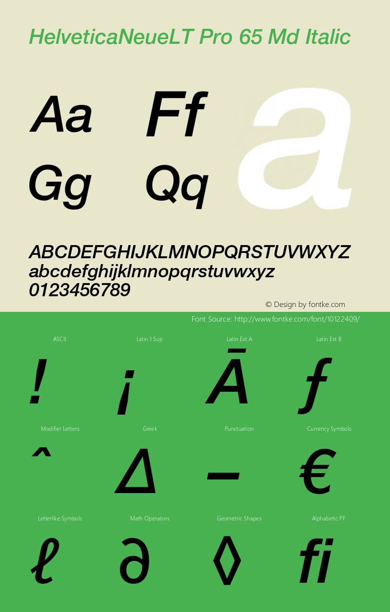 HelveticaNeueLT Pro 65 Md Italic Version 1.000;PS 001.000;Core 1.0.38 Font Sample