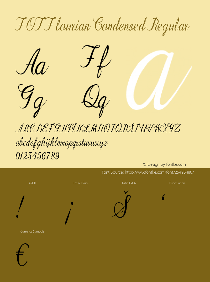 FOTFlourian-CondensedRegular Version 1.000 Font Sample