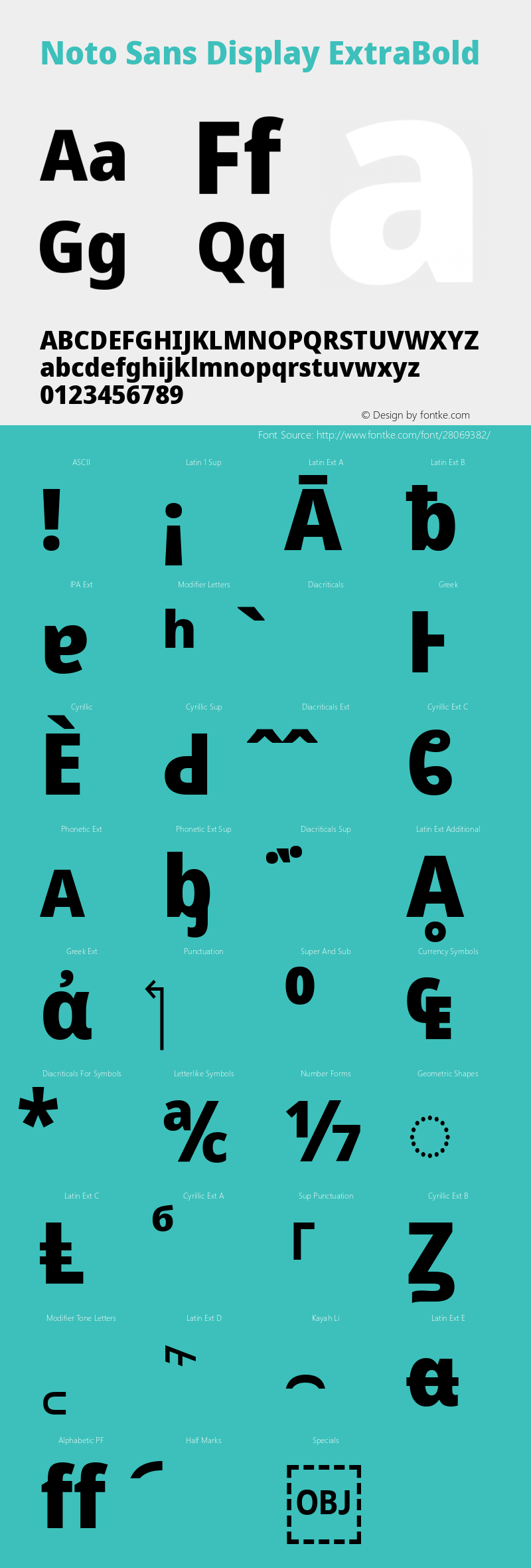 Noto Sans Display ExtraBold Version 2.001; ttfautohint (v1.8.2) Font Sample