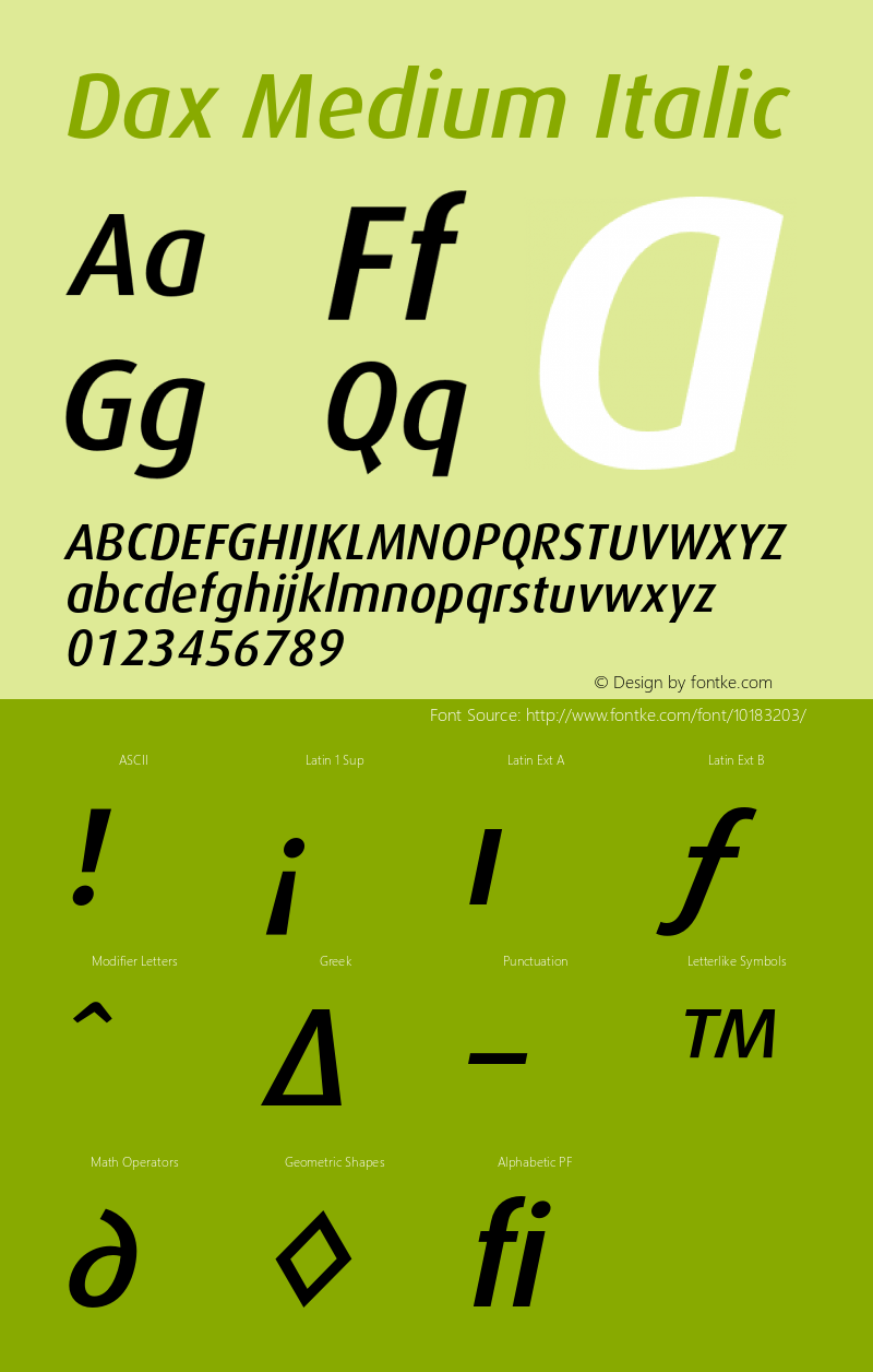 Dax Medium Italic 001.000 Font Sample