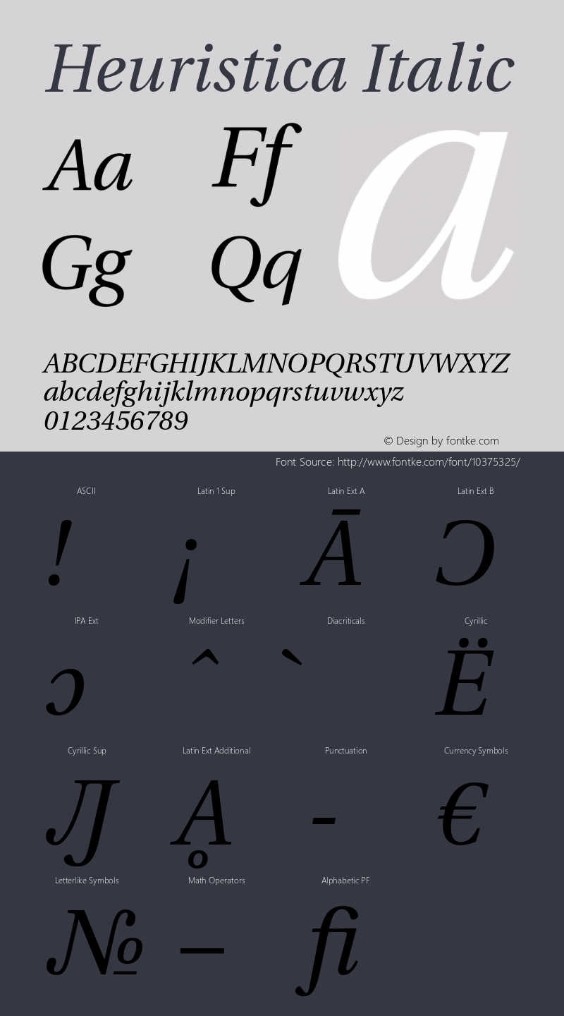 Heuristica Italic Version 0.2.1 Font Sample