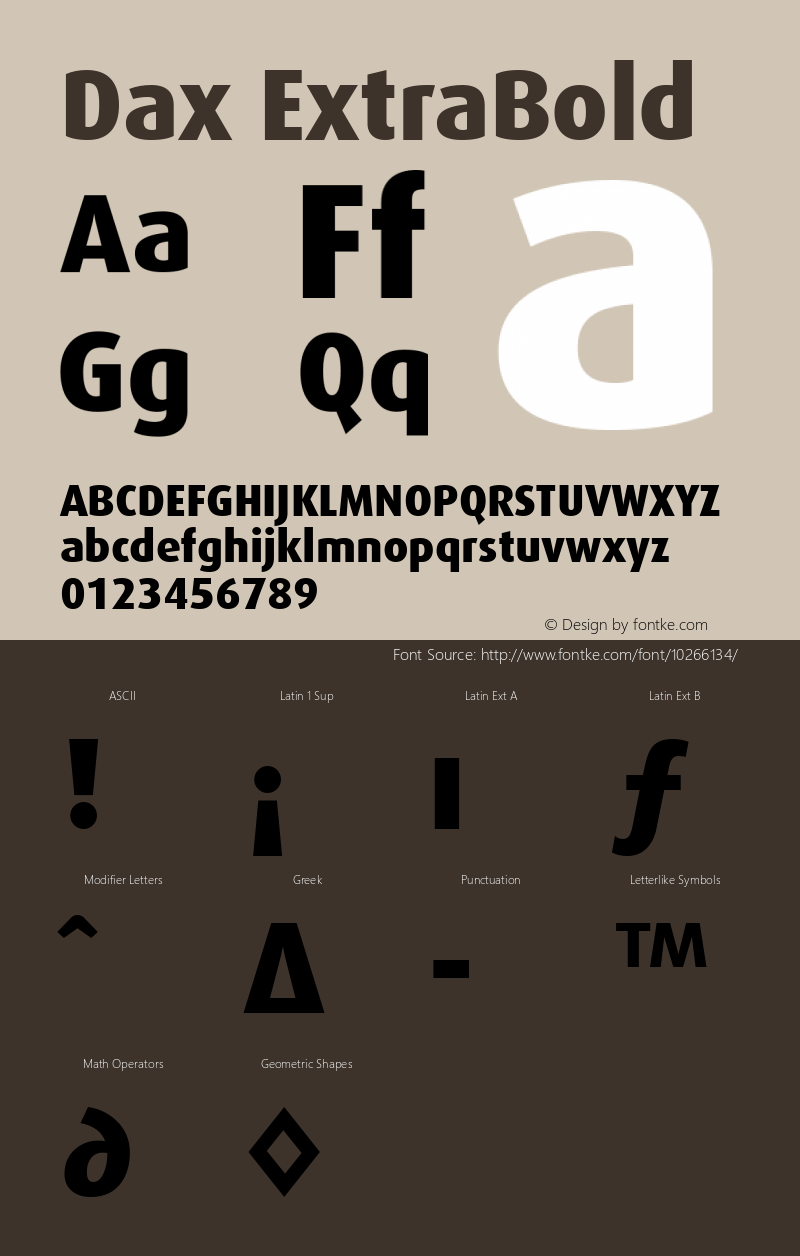 Dax ExtraBold Macromedia Fontographer 4.1 6/24/2002 Font Sample