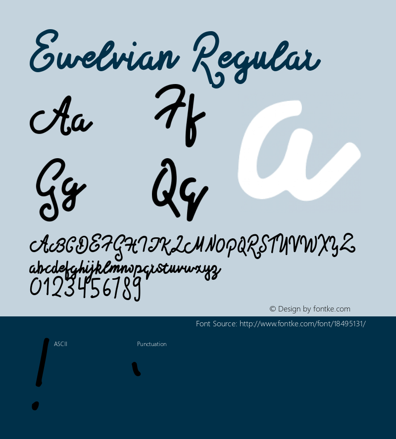 Ewelvian Regular Version 1.000 Font Sample