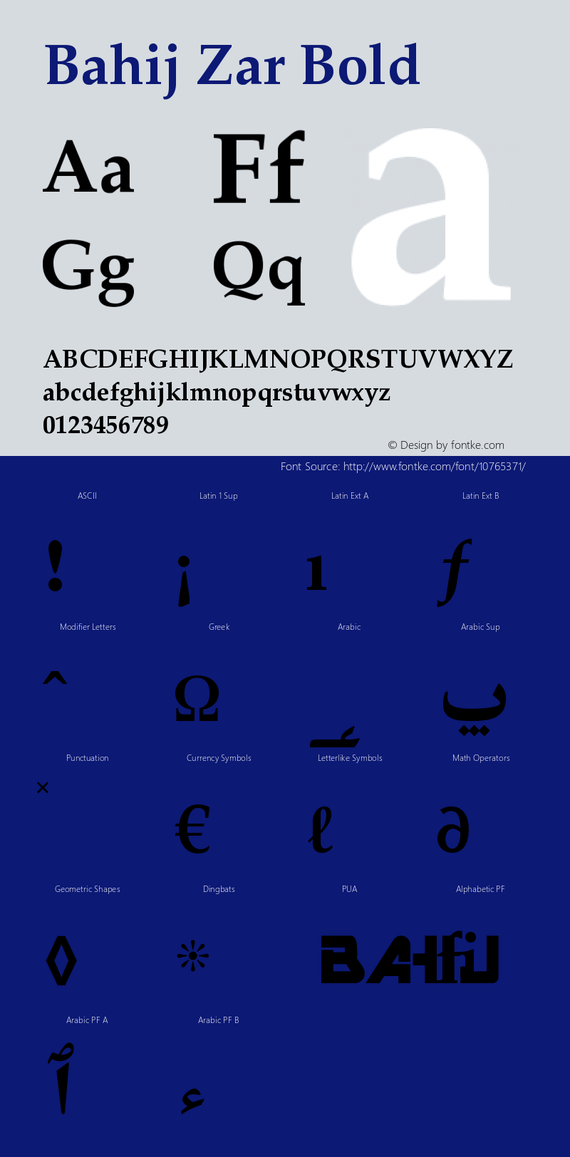Bahij Zar Bold Version 1.00 November 15, 2012, initial release Font Sample
