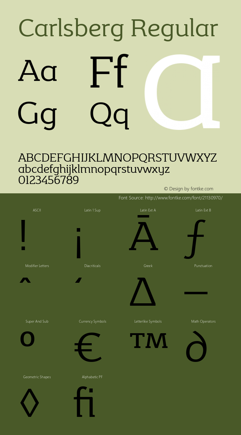 Carlsberg Regular Version 1.024 Font Sample