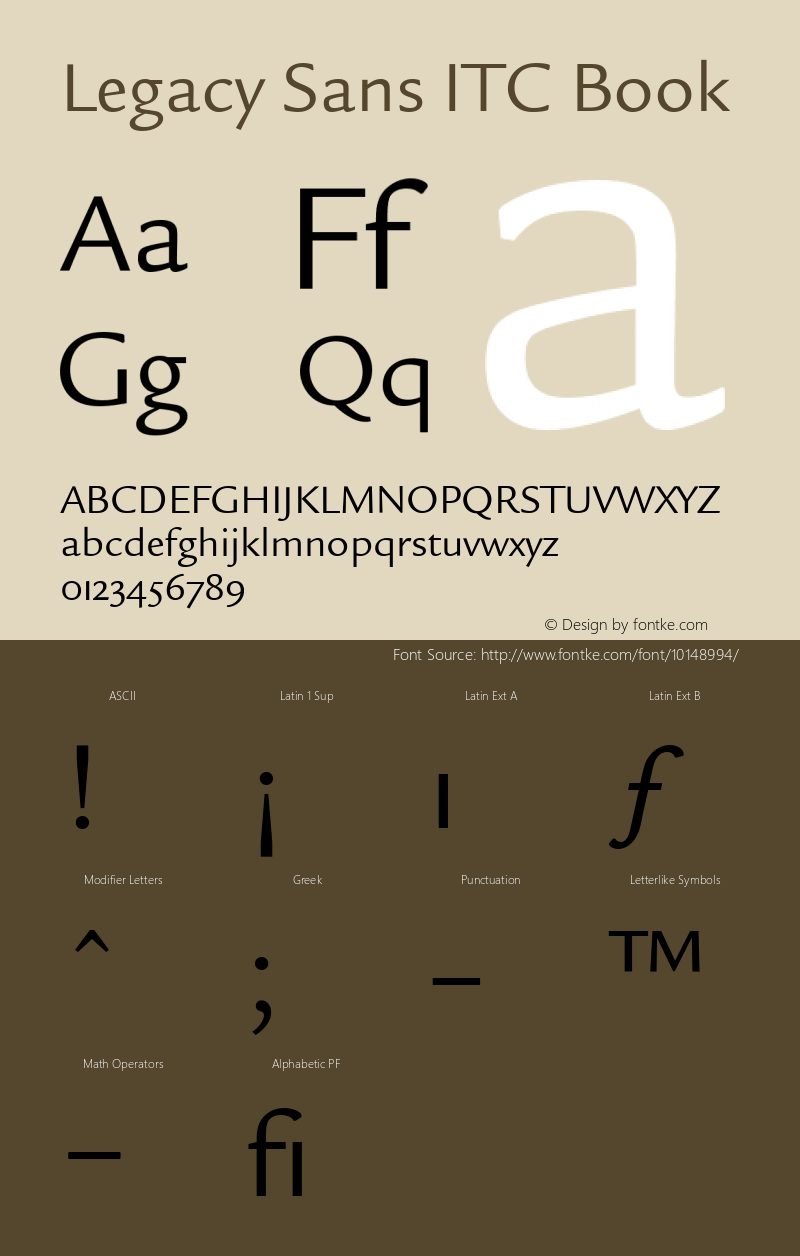 Legacy Sans ITC Book Version 001.005 Font Sample