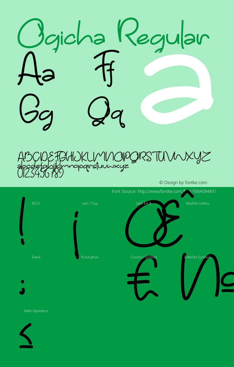 Ogicha Version 1.00;February 8, 2021 Font Sample