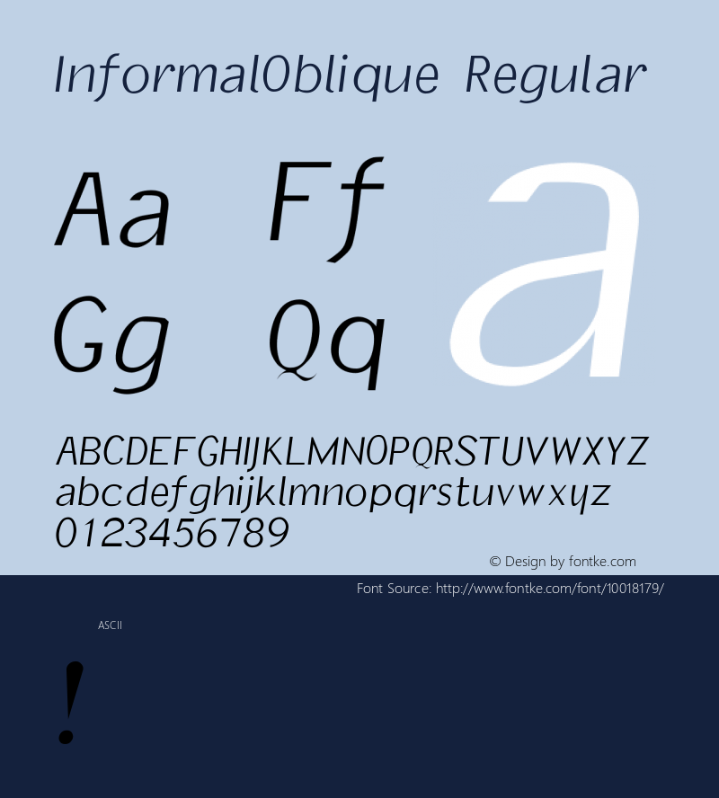 InformalOblique Regular Unknown Font Sample