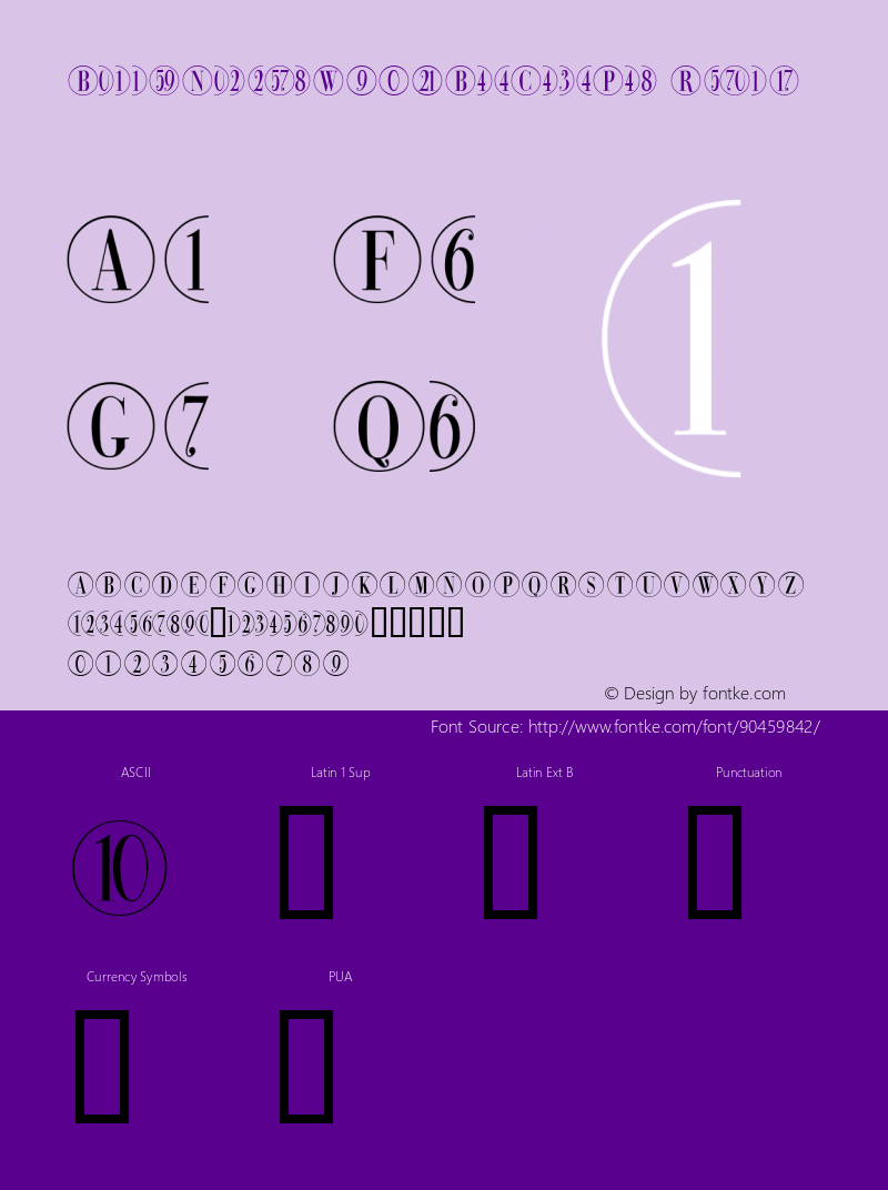 Bullet Numbers W90 Bod Cond Pos Version 1.1 Font Sample