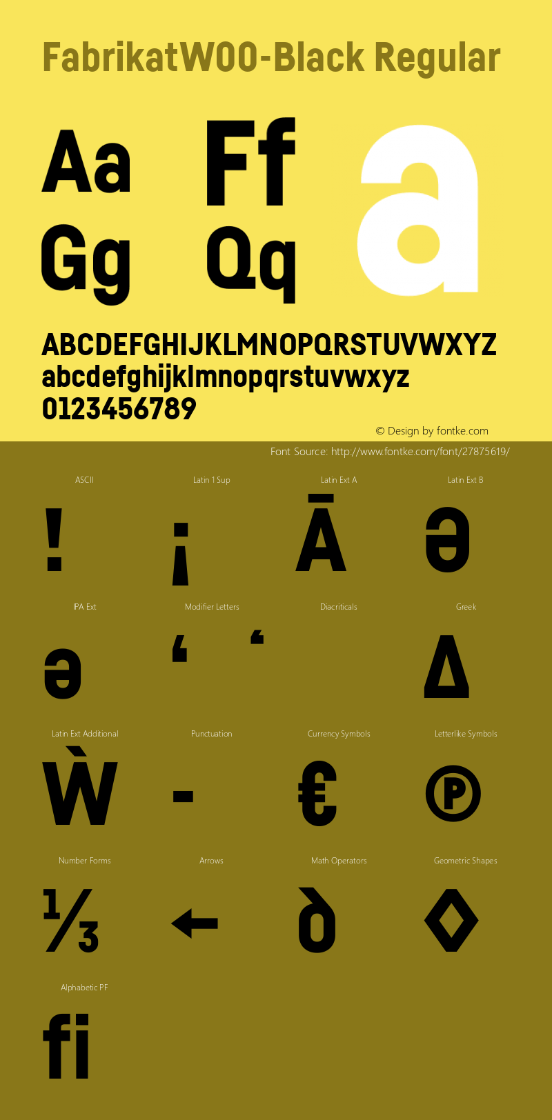 Fabrikat W00 Black Version 2.10 Font Sample