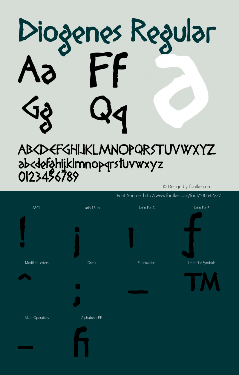 Diogenes Regular 1.0; Font Sample