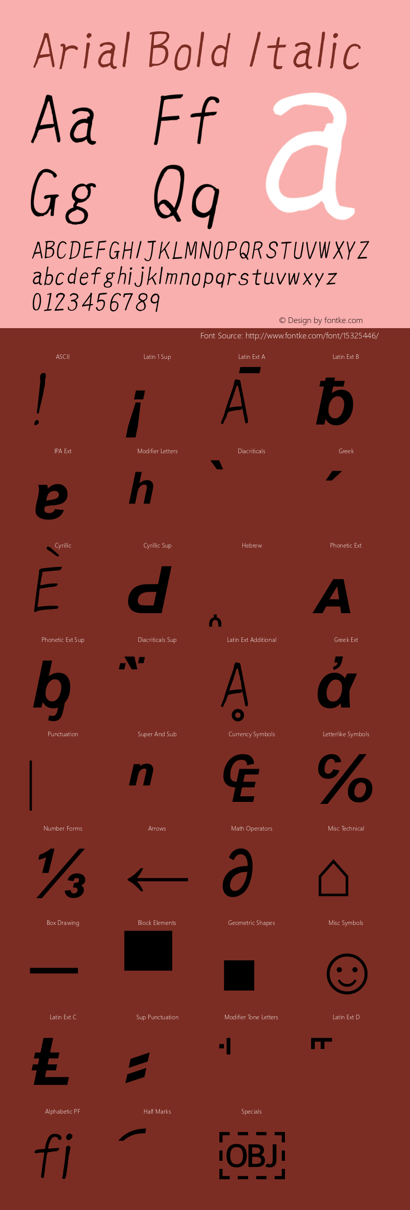 Arial Bold Italic Version 5.00.2x Font Sample