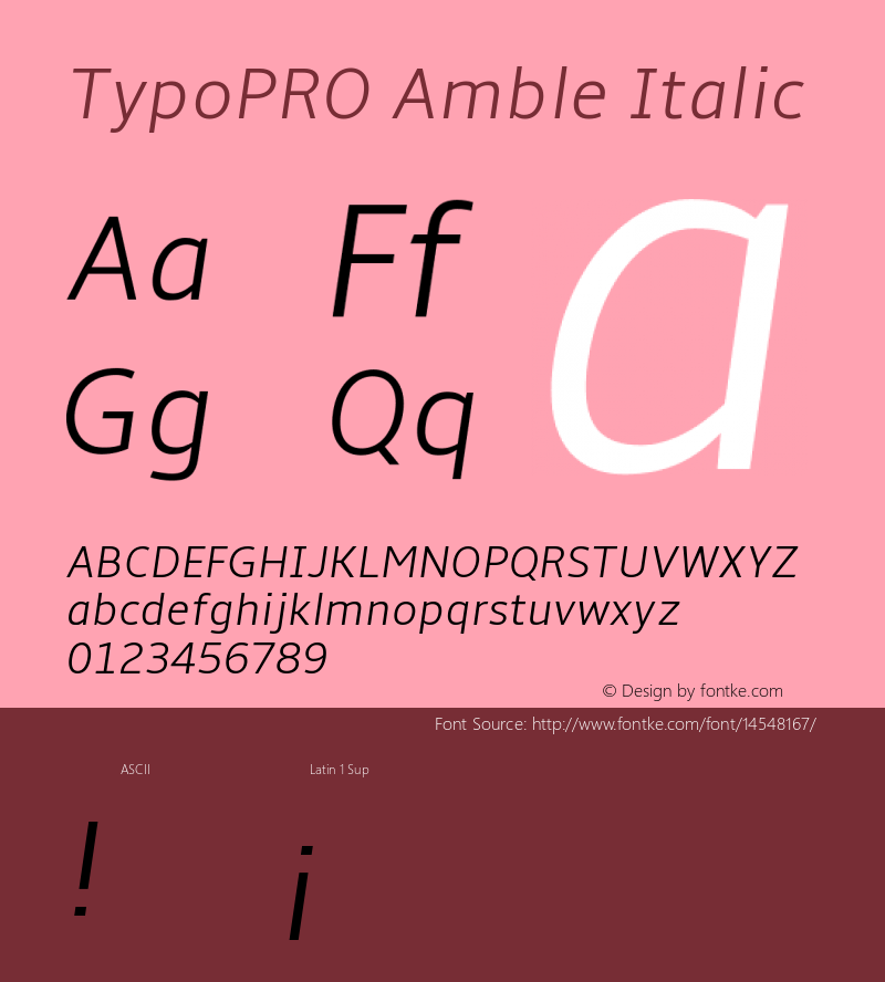 TypoPRO Amble Italic Version 1.00000; 2009 Font Sample