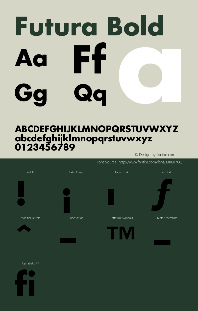 Futura Bold Version 001.003 Font Sample