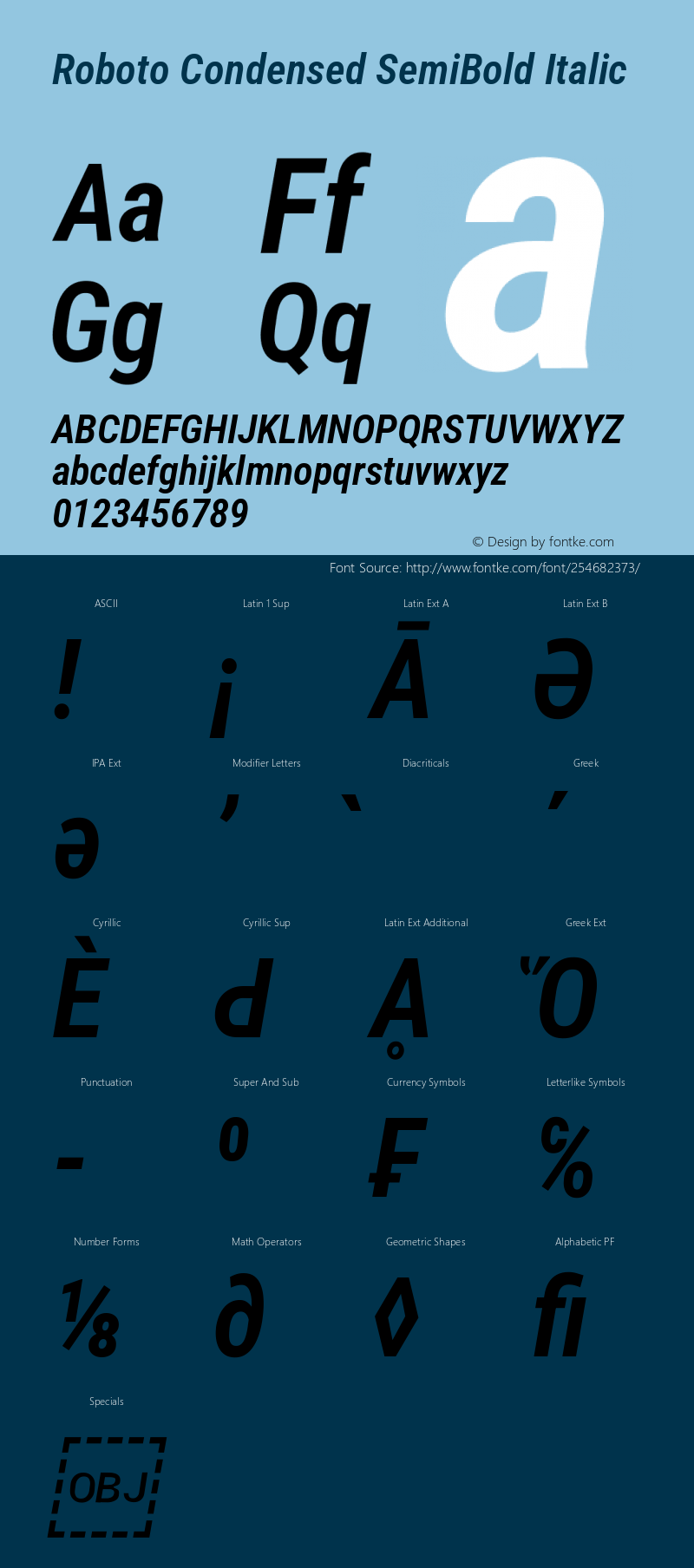 Roboto Condensed SemiBold Italic Version 3.008; 2023图片样张