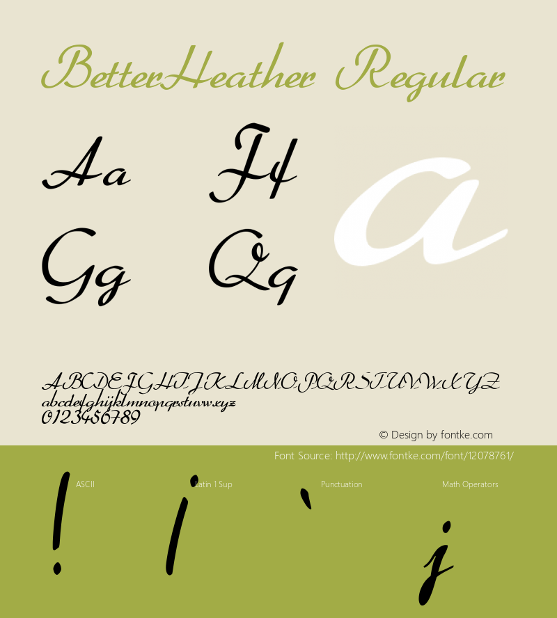 BetterHeather Regular Version 001.000 Font Sample