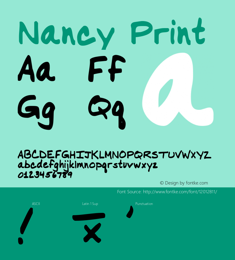 Nancy Print 2000; 1.0, initial release Font Sample