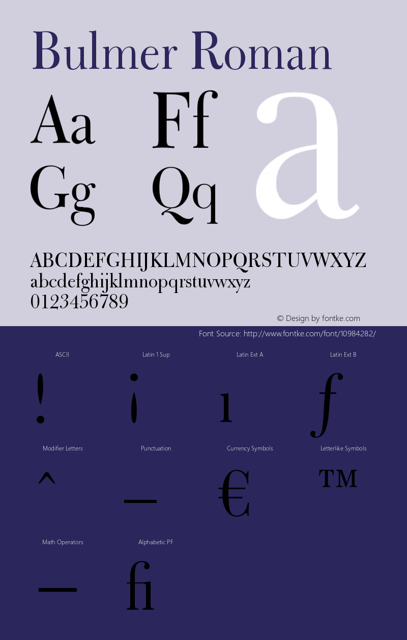 Bulmer Roman Version 003.001 Font Sample