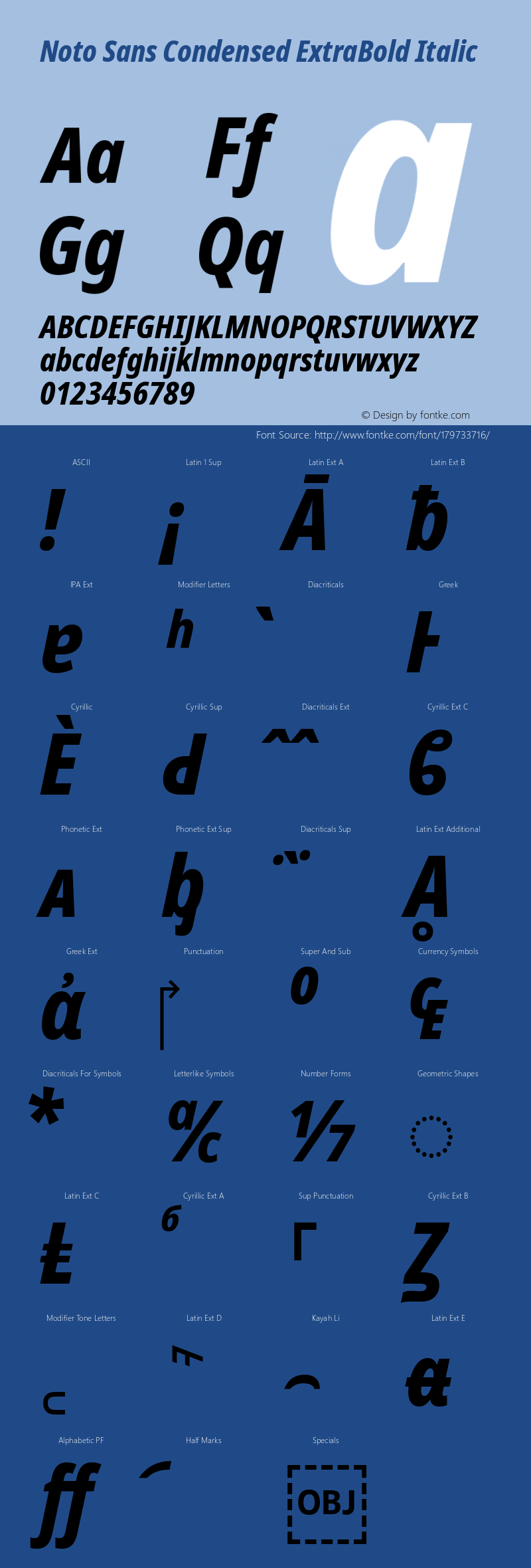 Noto Sans Condensed ExtraBold Italic Version 2.001; ttfautohint (v1.8.2)图片样张