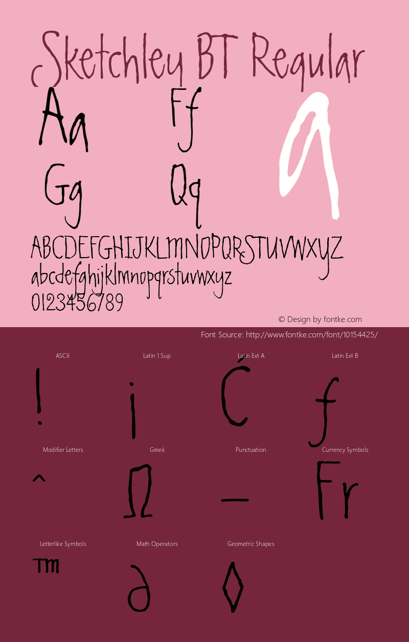 Sketchley BT Regular Version 1.00 Font Sample