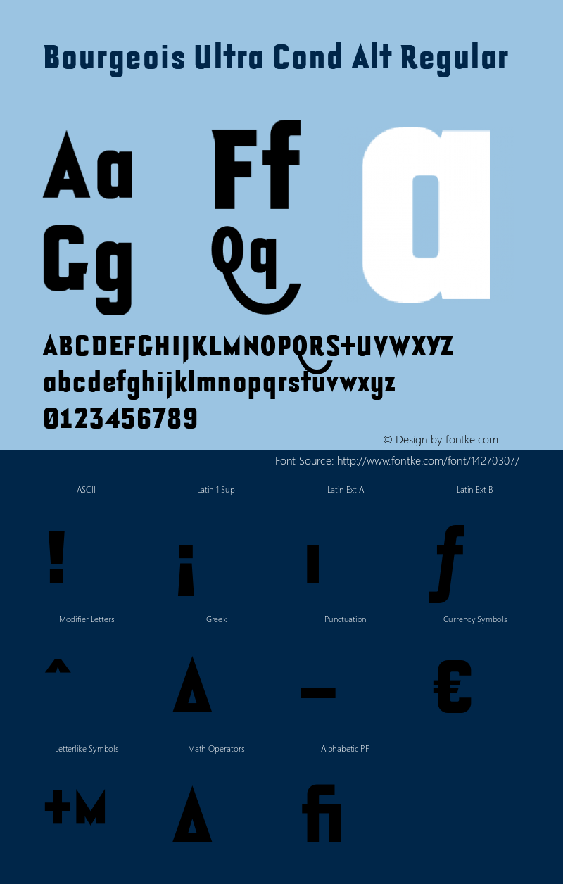 Bourgeois Ultra Cond Alt Regular Version 1.000;PS 1.000 Font Sample