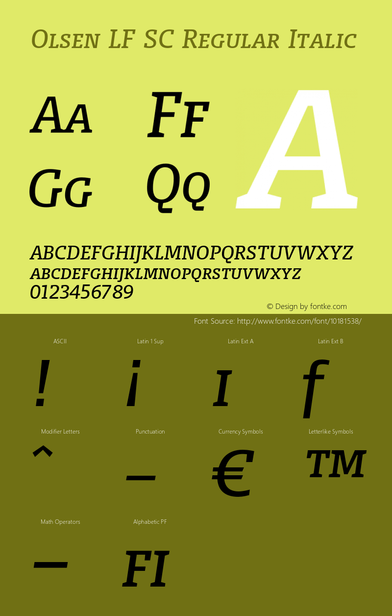 Olsen LF SC Regular Italic 004.301 Font Sample