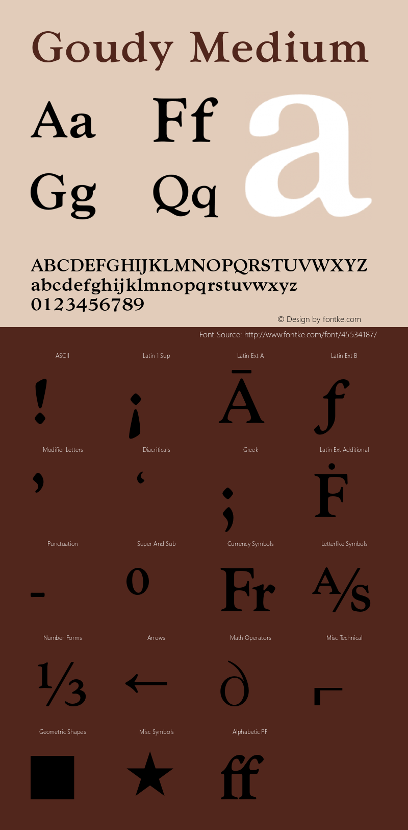 Goudy-Med Version 1.000;PS 1.00;hotconv 1.0.57;makeotf.lib2.0.21895 Font Sample