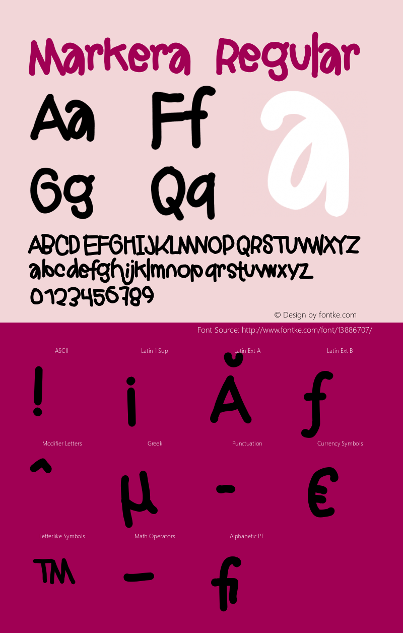 Markera Regular Unknown Font Sample