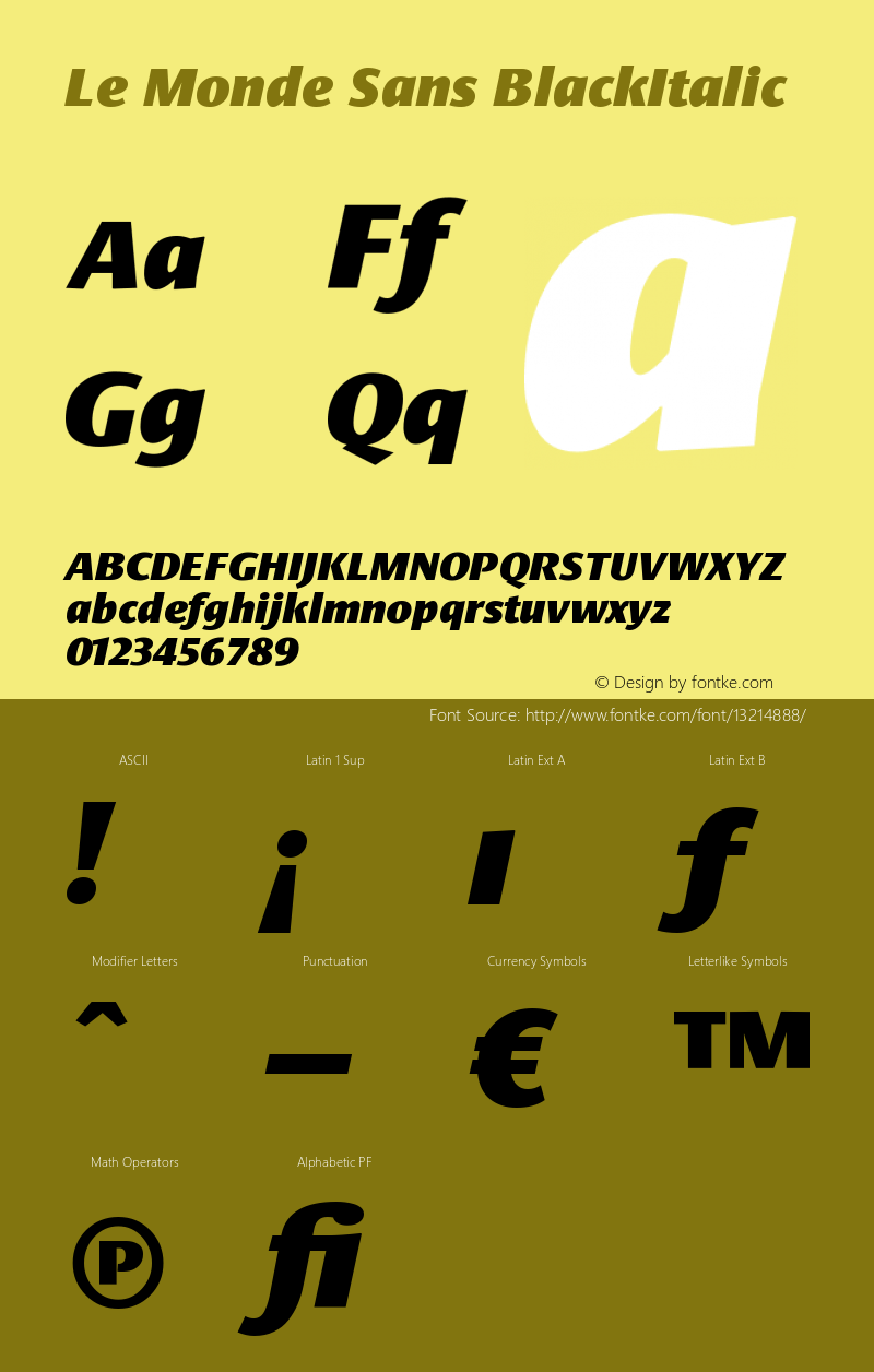 Le Monde Sans BlackItalic Version 001.000 Font Sample